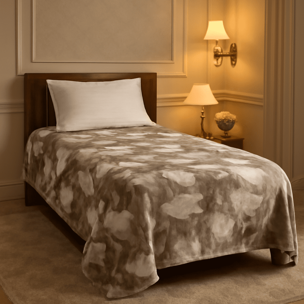 Rebecca Supersoft White Print Blanket: